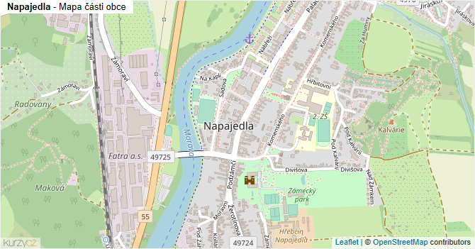 Napajedla - mapa části obce