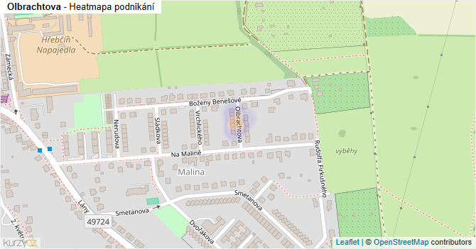 Olbrachtova - mapa podnikání