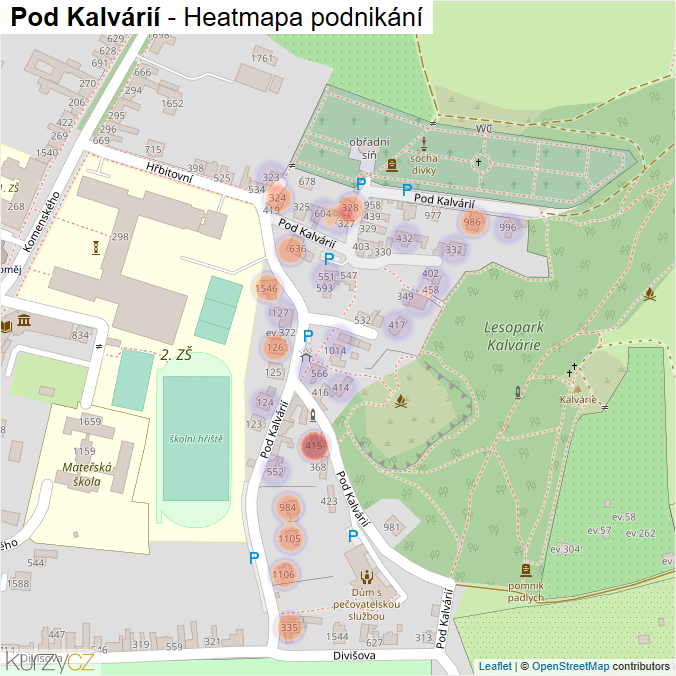 Mapa Pod Kalvárií - Firmy v ulici.