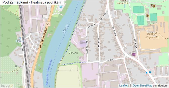 Pod Zahrádkami - mapa podnikání