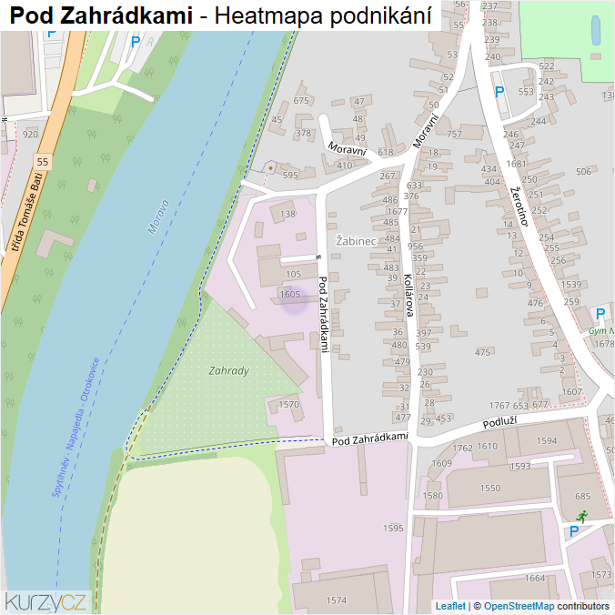 Mapa Pod Zahrádkami - Firmy v ulici.