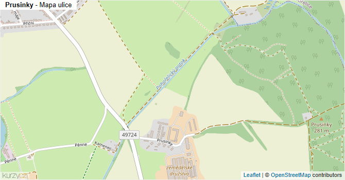 Prusinky - mapa ulice