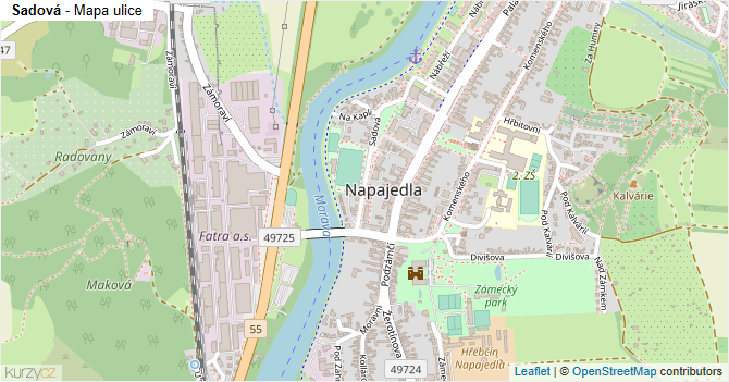 Sadová - mapa ulice
