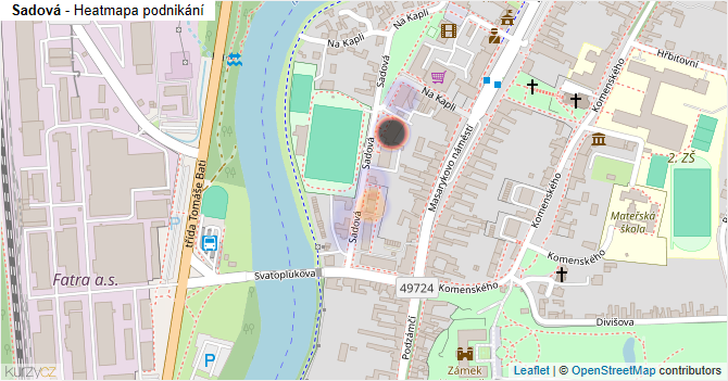Sadová - mapa podnikání