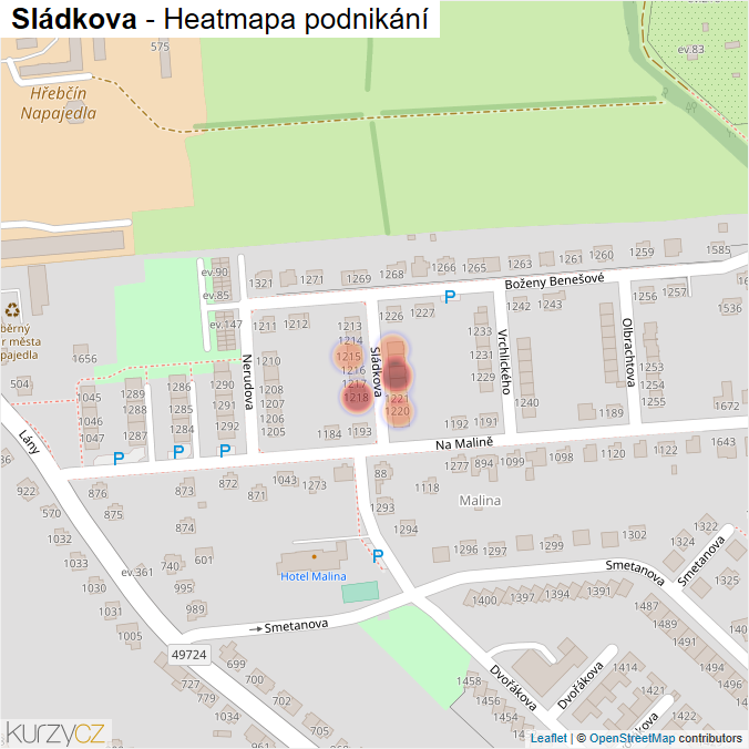 Mapa Sládkova - Firmy v ulici.