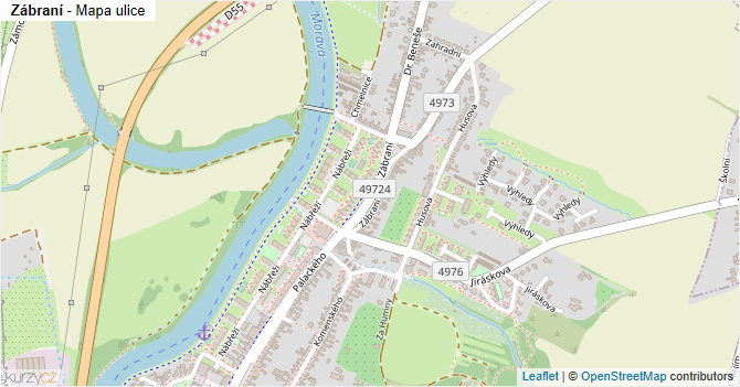 Zábraní - mapa ulice