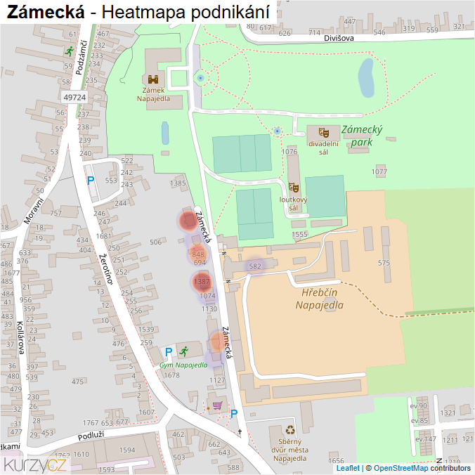 Mapa Zámecká - Firmy v ulici.