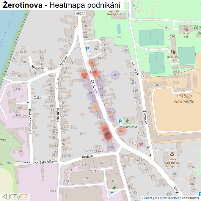 Mapa Žerotínova - Firmy v ulici.