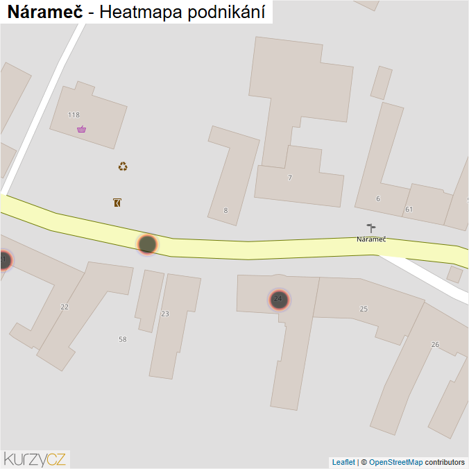 Mapa Nárameč - Firmy v obci.