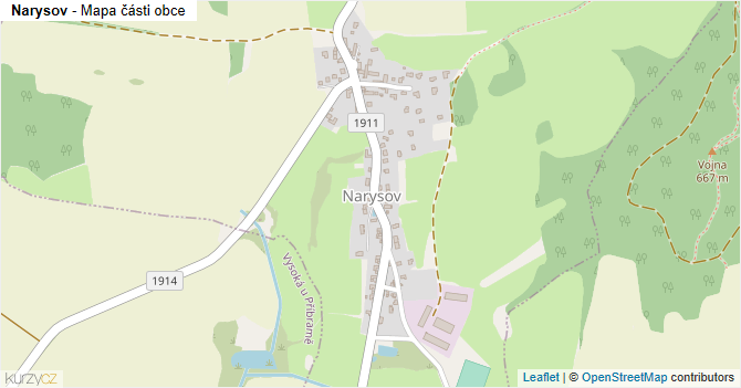 Narysov - mapa části obce