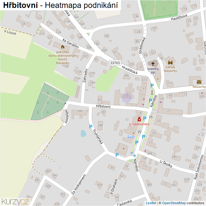 Mapa Hřbitovní - Firmy v ulici.