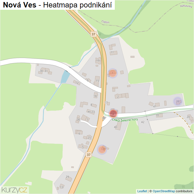 Mapa Nová Ves - Firmy v části obce.