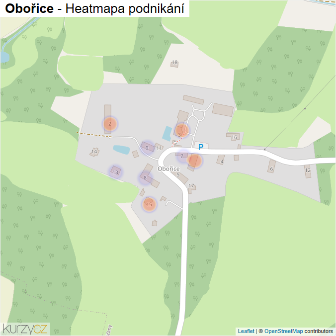Mapa Obořice - Firmy v části obce.