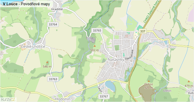 V Louce - záplavové mapy stoleté vody