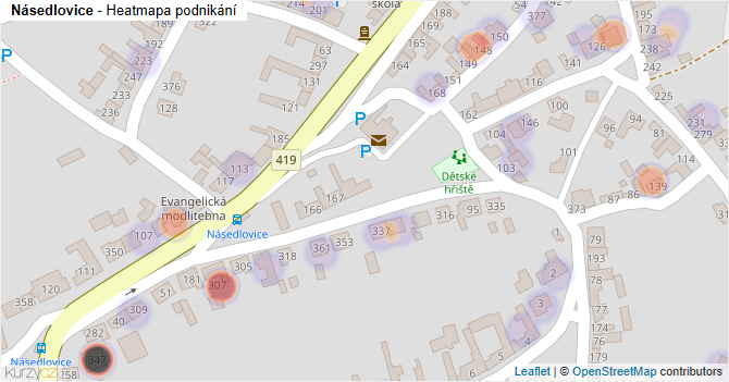 Násedlovice - mapa podnikání