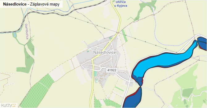 Násedlovice - záplavové mapy stoleté vody