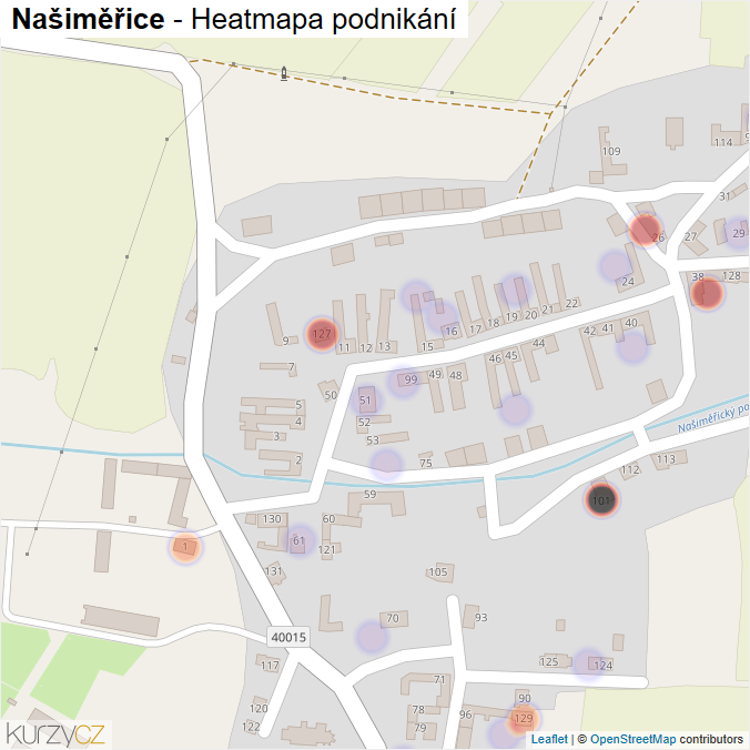 Mapa Našiměřice - Firmy v části obce.