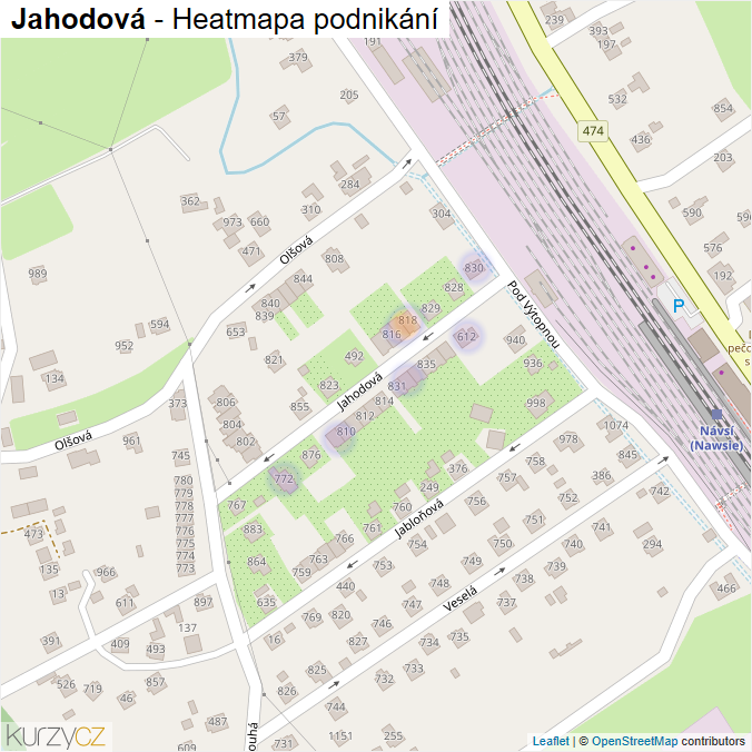 Mapa Jahodová - Firmy v ulici.