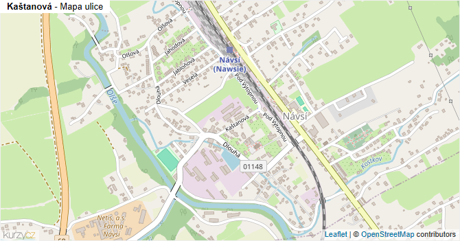 Kaštanová - mapa ulice