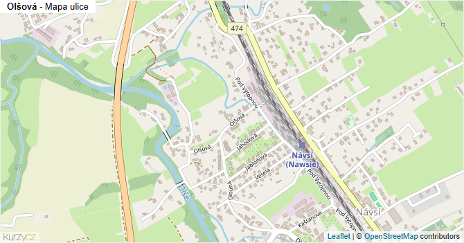 Olšová - mapa ulice