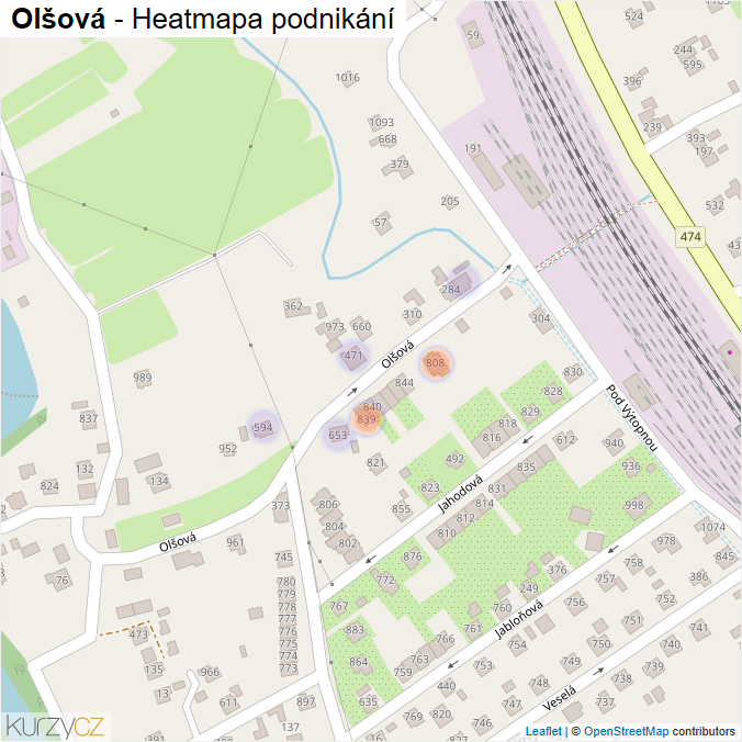 Mapa Olšová - Firmy v ulici.