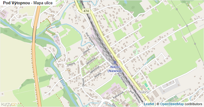 Pod Výtopnou - mapa ulice