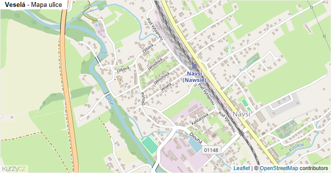 Veselá - mapa ulice