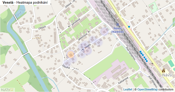 Veselá - mapa podnikání