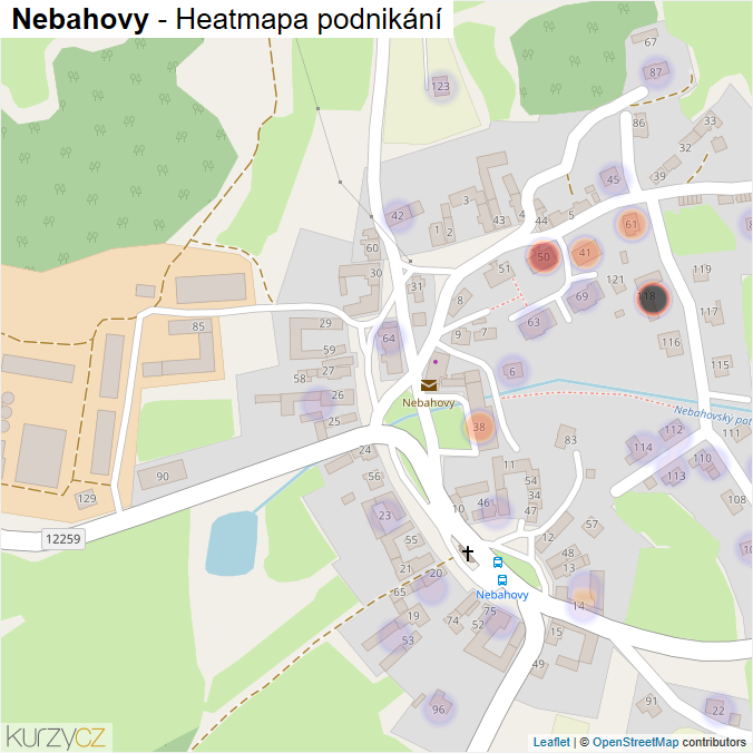 Mapa Nebahovy - Firmy v části obce.