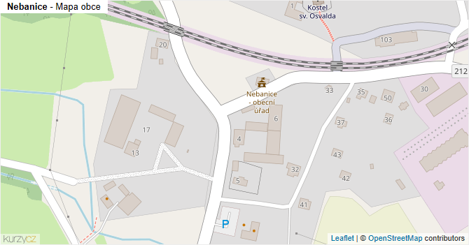 Nebanice - mapa obce