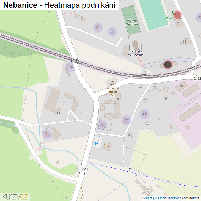 Mapa Nebanice - Firmy v části obce.
