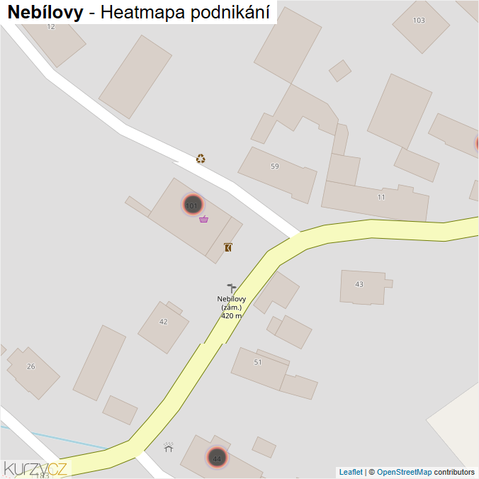 Mapa Nebílovy - Firmy v obci.