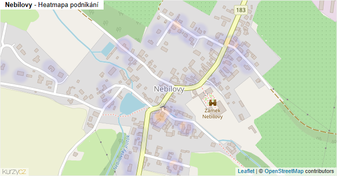 Nebílovy - mapa podnikání