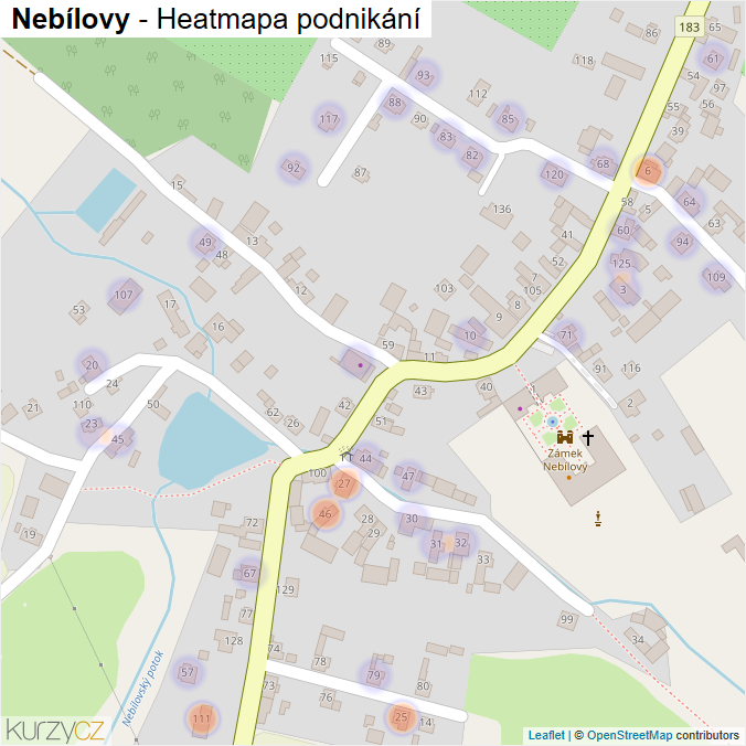 Mapa Nebílovy - Firmy v části obce.