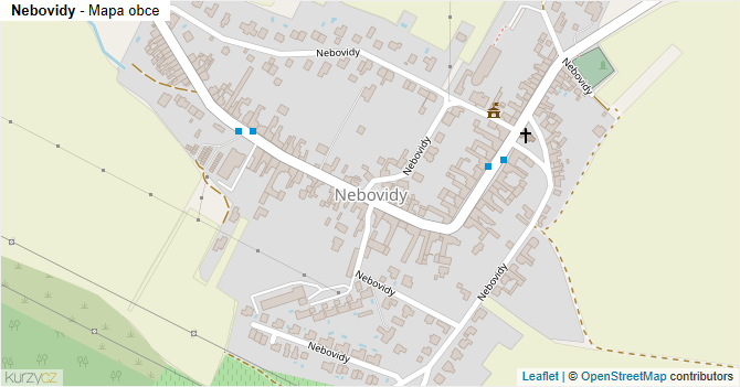 Nebovidy - mapa obce
