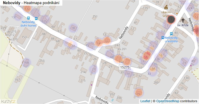 Nebovidy - mapa podnikání