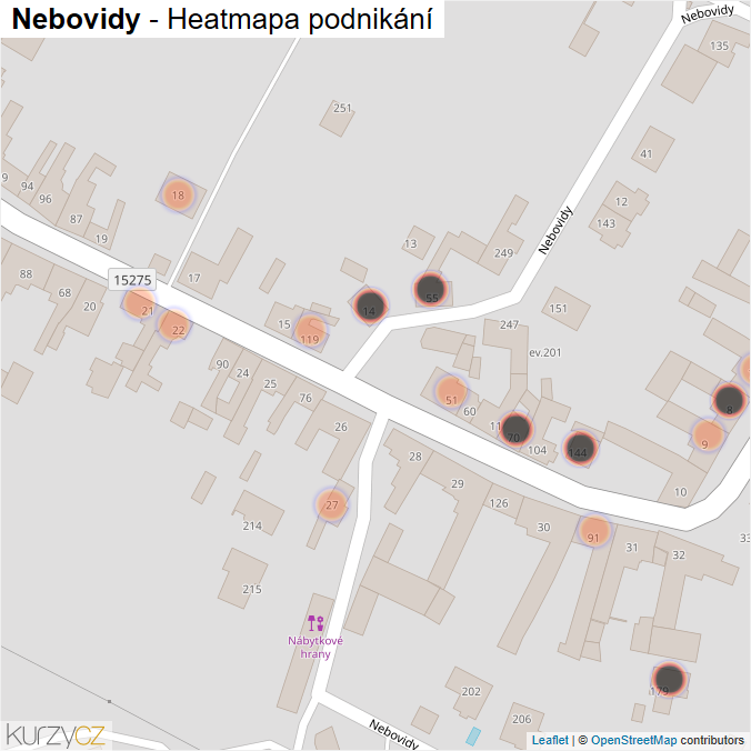 Mapa Nebovidy - Firmy v obci.