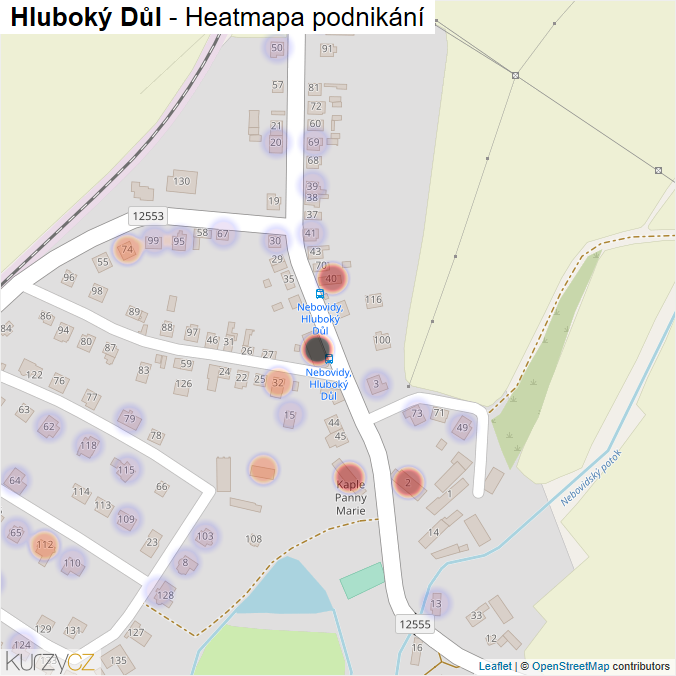 Mapa Hluboký Důl - Firmy v části obce.