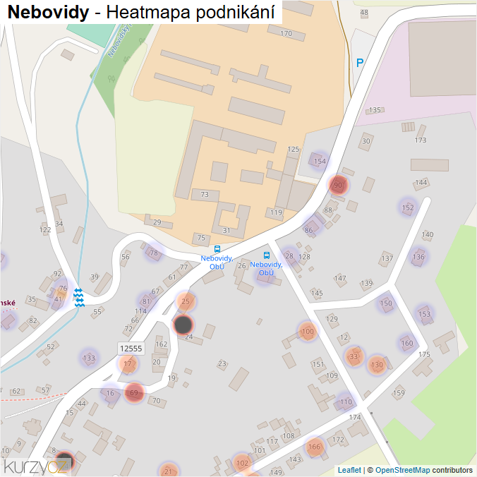 Mapa Nebovidy - Firmy v části obce.