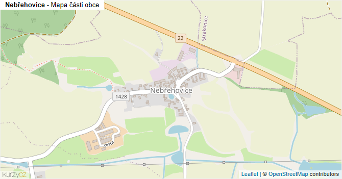Nebřehovice - mapa části obce