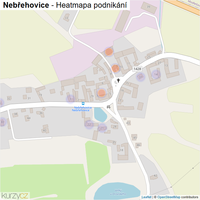 Mapa Nebřehovice - Firmy v části obce.