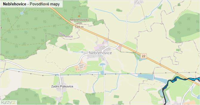 Nebřehovice - záplavové mapy stoleté vody