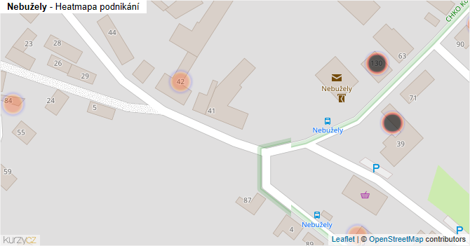 Nebužely - mapa podnikání