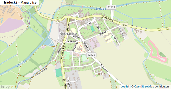 Hrádecká - mapa ulice