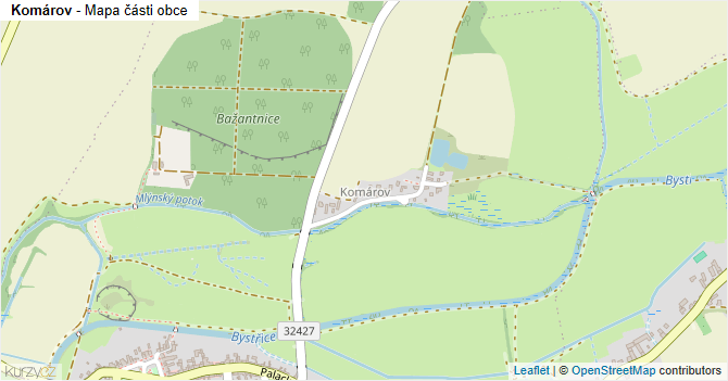 Komárov - mapa části obce