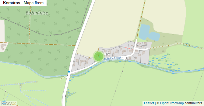 Komárov - mapa firem