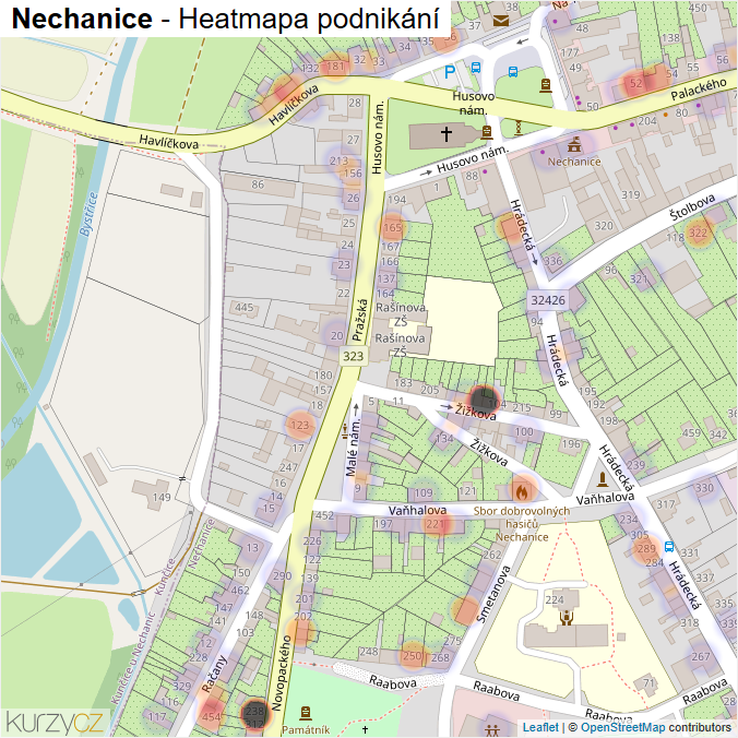 Mapa Nechanice - Firmy v části obce.