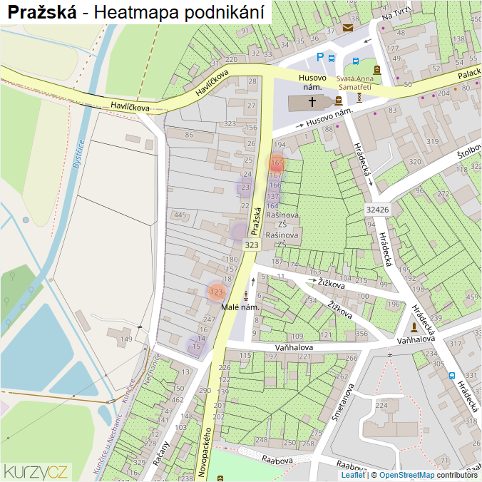Mapa Pražská - Firmy v ulici.