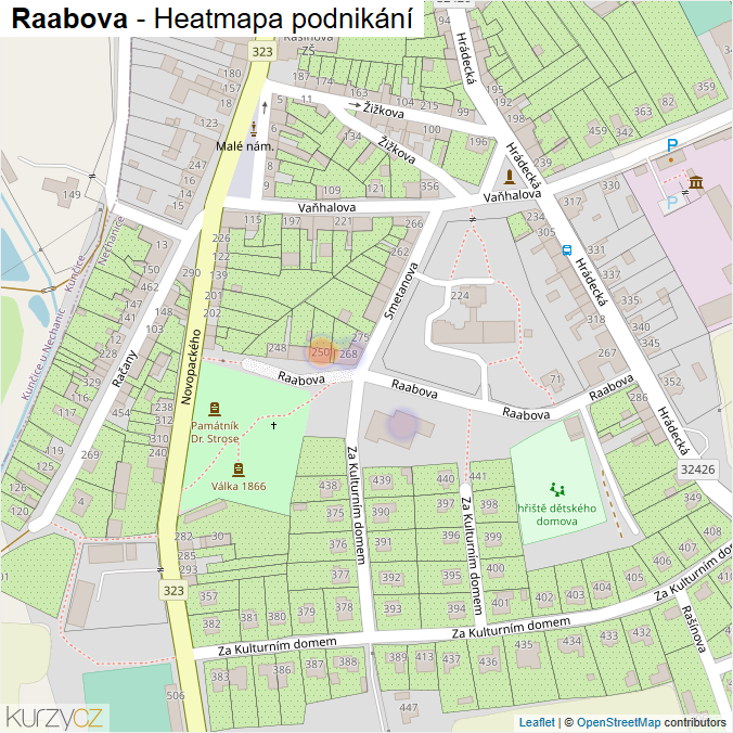 Mapa Raabova - Firmy v ulici.