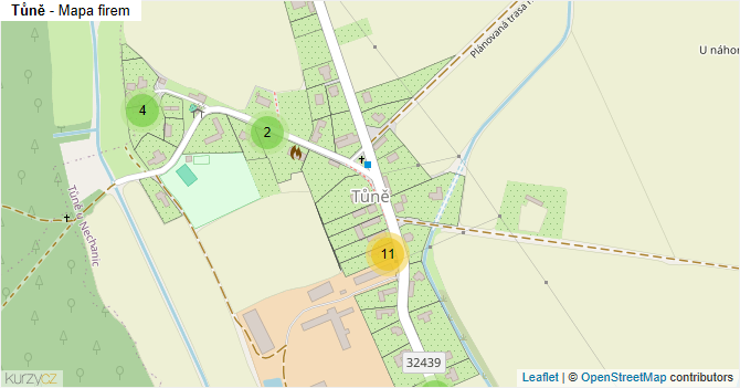 Tůně - mapa firem